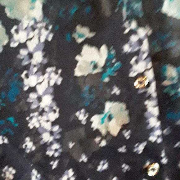 NWOT Tommy Hilfiger sheer navy floral blouse - Picture 2 of 5